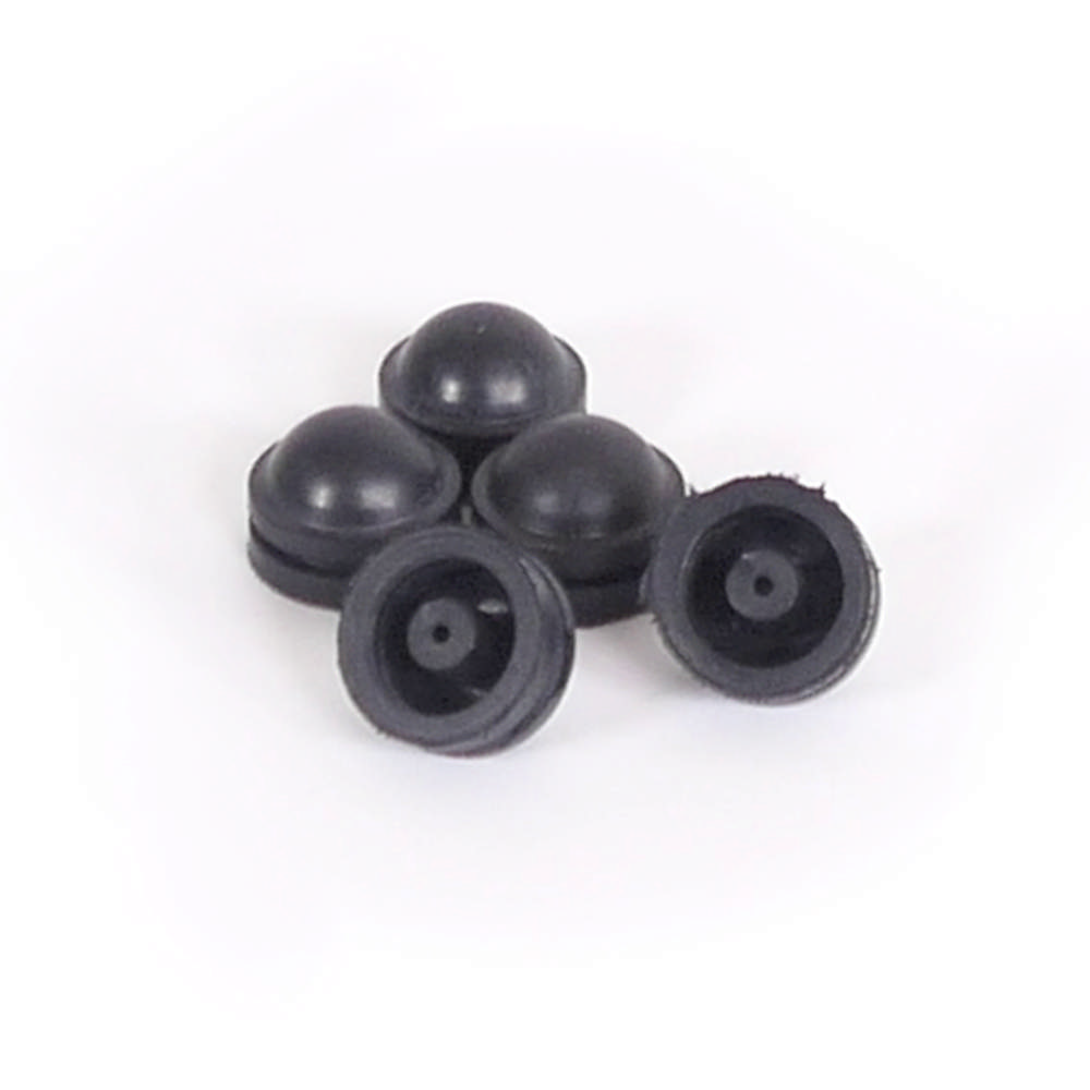Rubber button, black 5 pcs.