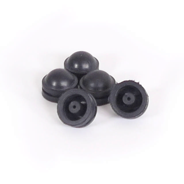 Rubber button, black 5 pcs.