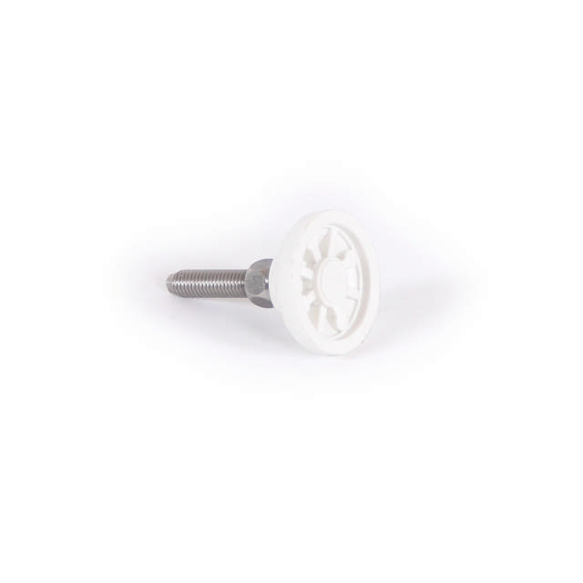 White plastic, adjustable foot